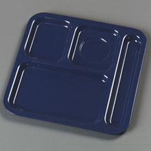 Carlisle Dark Blue Durable Melamine 4 Compartment Right Hand Tray 10 X 9 3/4 Inch -- 48 Per Case