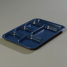 Carlisle Blue Heavy Weight 6 Compartment Right-hand Melamine Tray -- 12 Per Case
