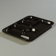 Carlisle Black Abs 6 Compartment Left-hand Tray 13.87 X 9.87 X 0.69 Inch -- 24 Per Case