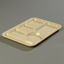 Carlisle Tan Abs 6 Compartment Left-hand Tray 13.87 X 9.87 X 0.69 Inch -- 24 Per Case
