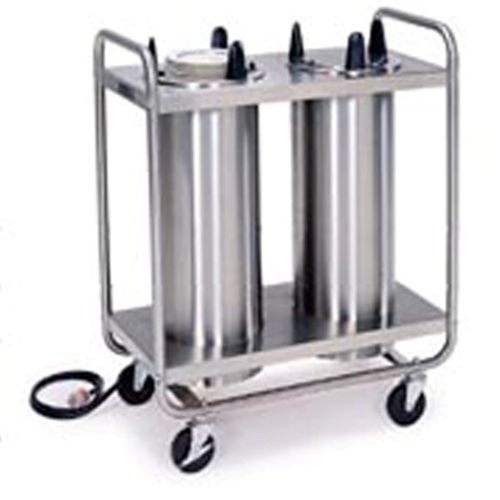 Lakeside Stainless Steel 2 Stack Heated Regular Open Tubular Frame Plate Dispenser, 10 1/4 To 12 1/4 Inch Accommodate Plate Size
