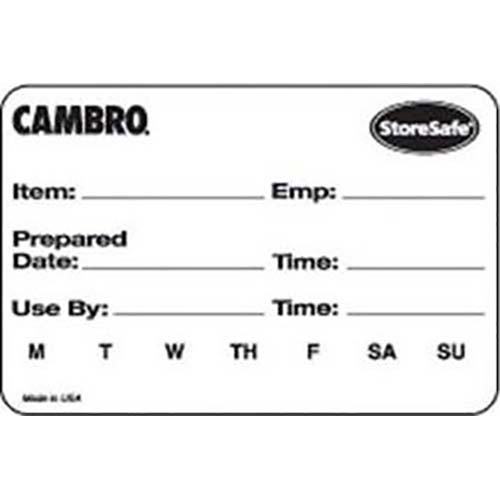 Cambro Storesafe White 3 X 2 Inch Food Rotation Label - Bulk Dispenser Pack, 250 Count -- 6 Rolls Per Case
