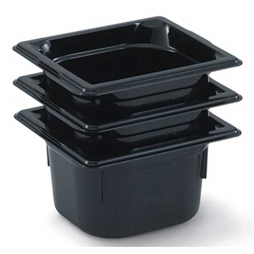 Vollrath Super Pan Black Low Temperature Plastic Sixth Size Pan -- 6 Per Case