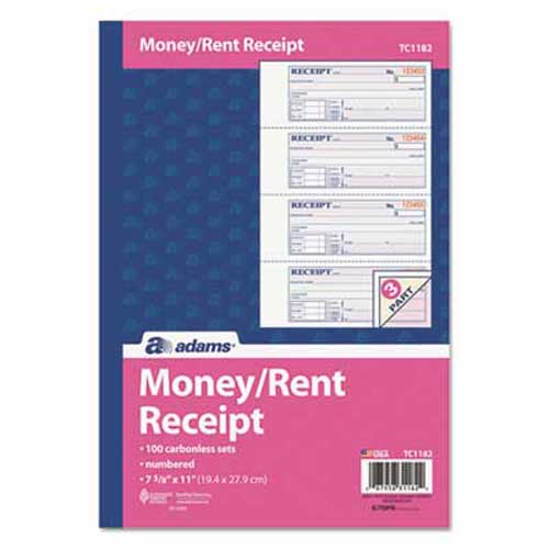 Three-Part Carbonless Receipt Book, 100 Forms, 7 5/8 X 11 Inch – Perfect For Rent, Payments & Records