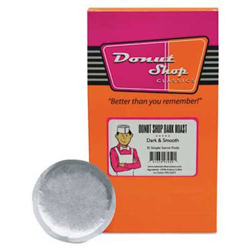 Donut Shop Coffee Pods, Dark Roast, 15/Box Donut Shop Coffee Pods, Dark Roast, 15/Box