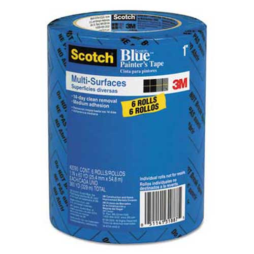 Scotch Painters Masking Tape, 1 inch x 60 yards, 3 inch Core, Blue, 6 ...