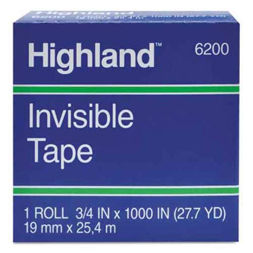 Highland Invisible Tape, 1 inch x 2592 inch, 3 inch Core ...