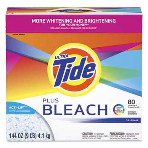 Laundry Detergent with Bleach, Tide Original Scent, Powder, 144 oz Box, 2/Carton