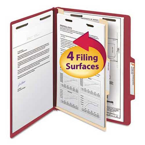 Smead Top Tab Classification Folder, One Divider, Four-Section, Letter ...