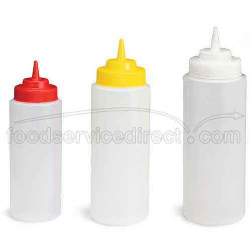 Tablecraft Polyethylene Yellow Widemouth Mustard Squeeze Dispenser With Standard Tiptop, 24 Ounce Capacity -- 12 Per Case