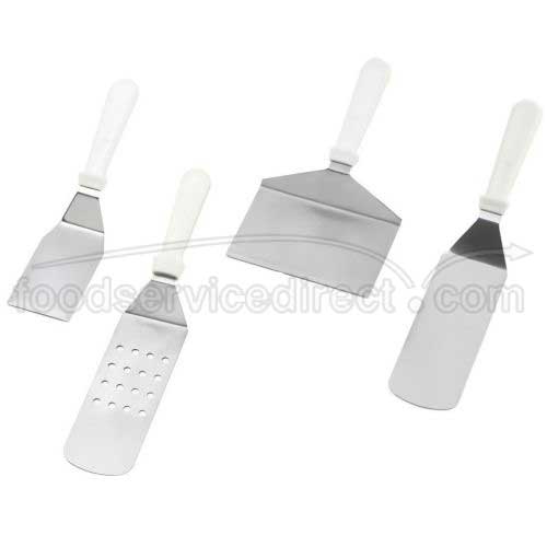 Tablecraft Stainless Steel Hamburger Turner With White Abs Handle, 11 1/2 Inch