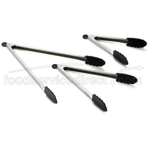 Tablecraft Stainless Steel Heavyweight Silicone Tip Locking Tong, 16 Inch