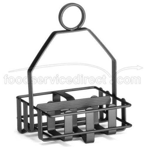 Tablecraft Soporte Combinado De Acero Con Recubrimiento En Polvo Negro, Para 2 Saleros Y Pimenteros