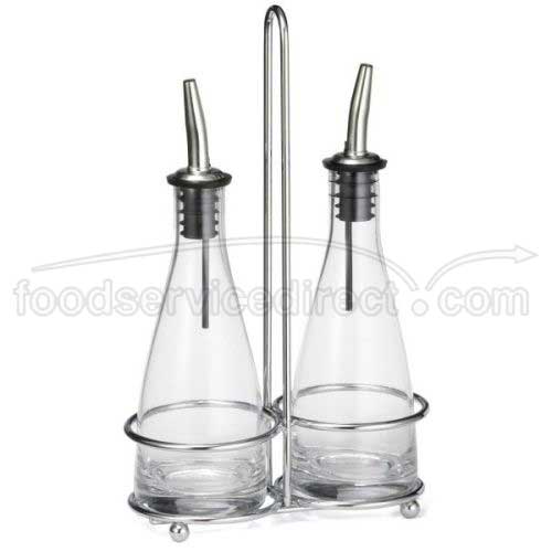 Tablecraft Chrome Plated Rack Cruet Set With Pourer, 6 Ounce Capacity