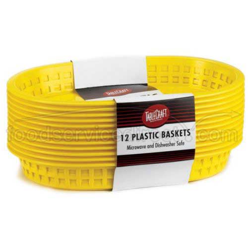 Tablecraft 10.625 Inch High Density Polyethylene Red Chicago Oval Basket, 12 Count -- 3 Per Case