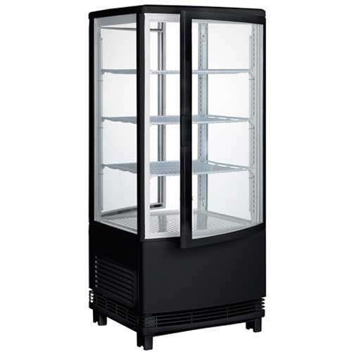 Winco Black Plastic 120v Countertop Refrigerated Beverage Display With Dual Curved Doors, 17 X 17 X 39 Inch