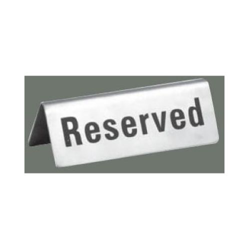 Winco Stainless Steel Reserved Sign, 4 3/4 x 1 3/4 inch.