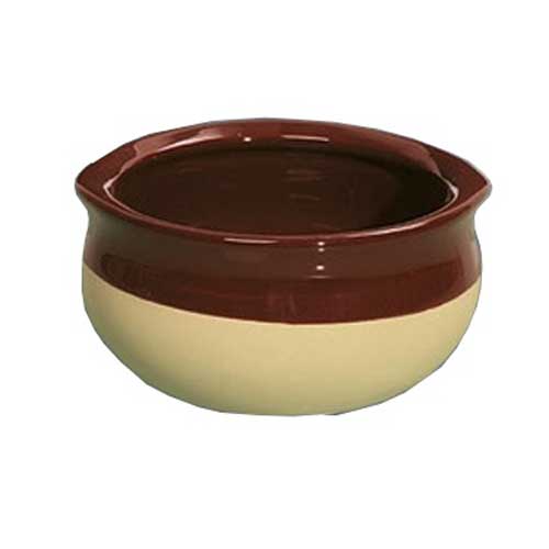 Yanco Porcelain Tow Tone Brown/cream Round Accessories Onion Soup Crock, 12 Ounce -- 24 Per Case