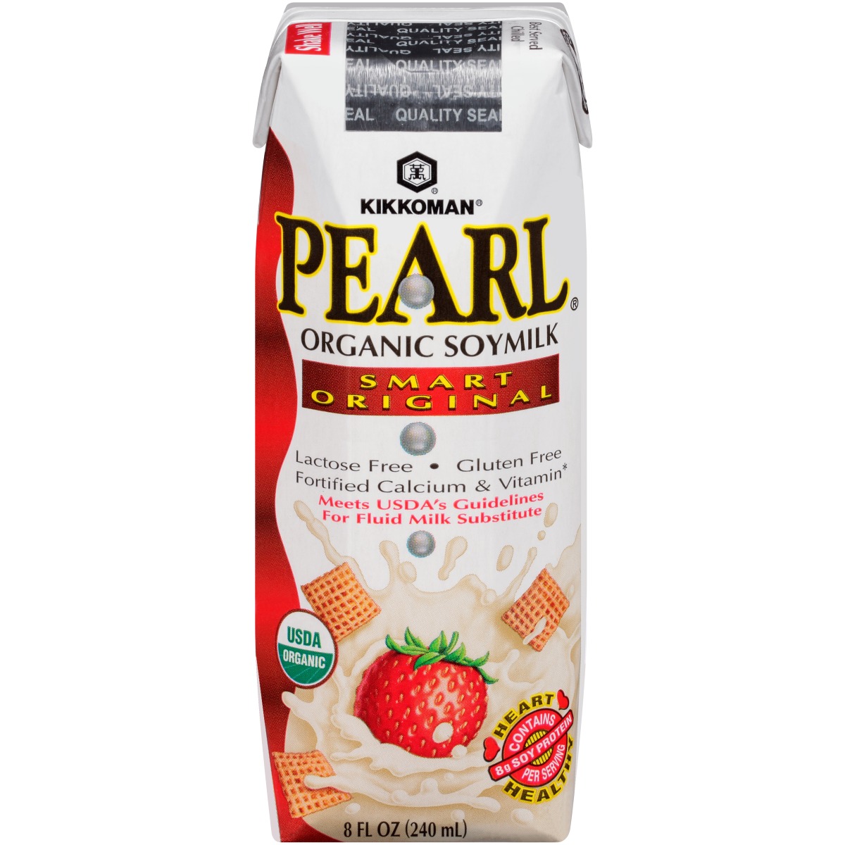 Kikkoman Pearl Organic Smart Original Soymilk, 8 Fluid Ounce -- 24