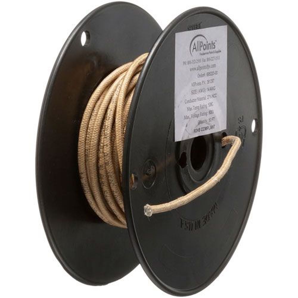 Allpoints All381297 14 Gauge Tan High Temperature Wire, 50 Feet Roll