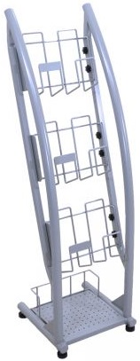 Mobile Merchandisers Silver Single Wide Radius Display With 3 Pocket Publication Holders