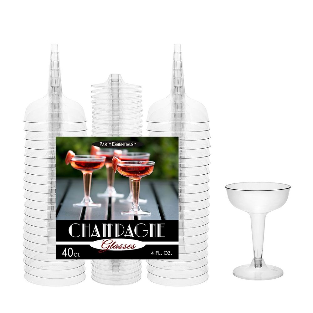 Northwest Enterprises Party Essentials Clear 2 Piece Champagne Glass, 4 Ounce -- 400 Per Case