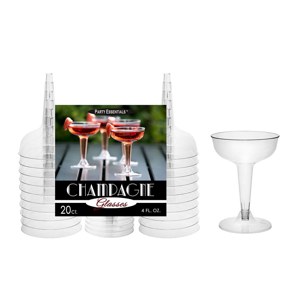 Northwest Enterprises Party Essentials Clear Two Piece Champagne Glass, 4 Ounce -- 400 Per Case