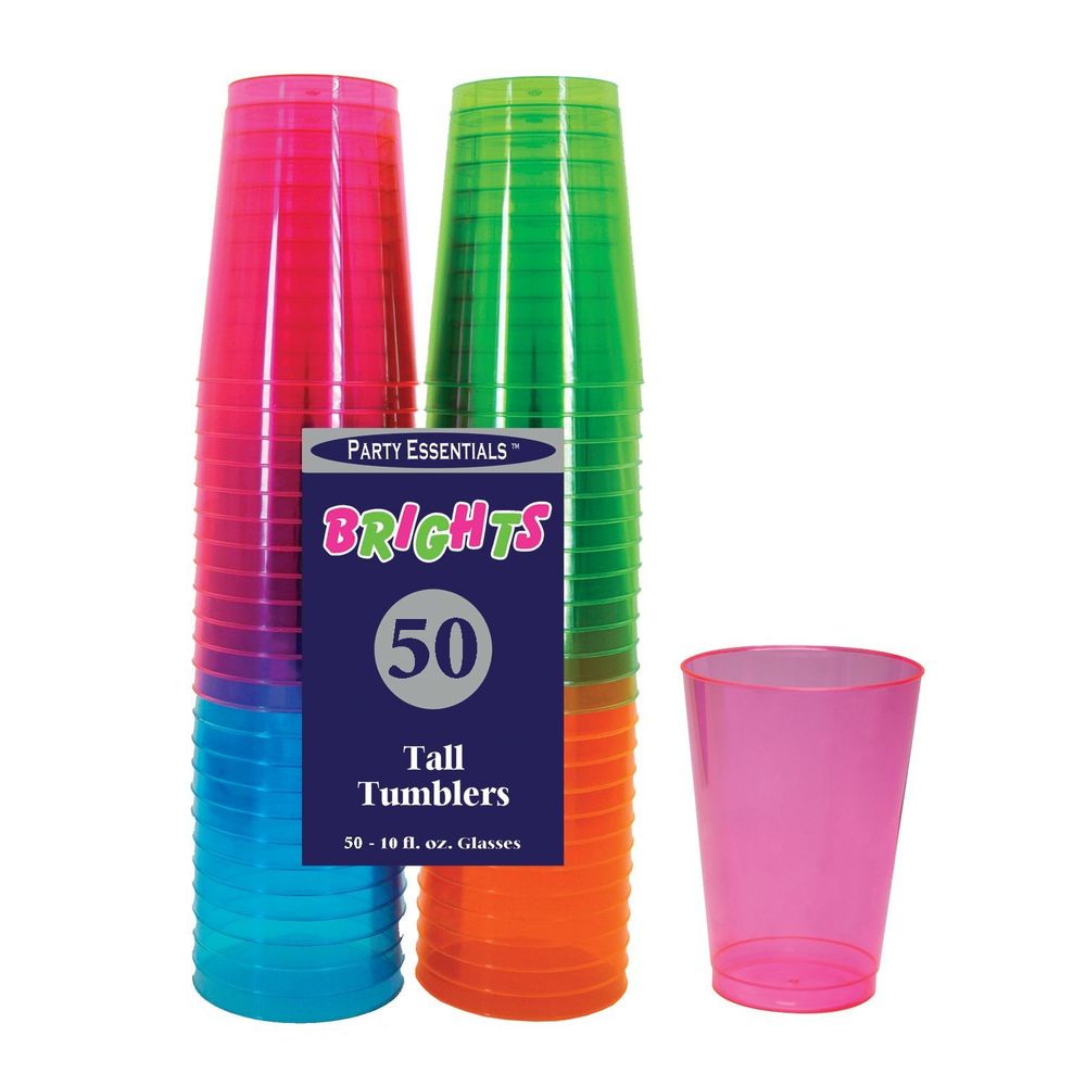 Northwest Enterprises Party Essentials Assorted Neon Tumbler, 10 Ounce Capacity -- 600 Per Case