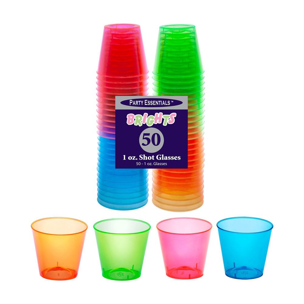 Northwest Enterprises Party Essentials Assorted Neon Shot Glass, 1 Ounce Capacity -- 1000 Per Case