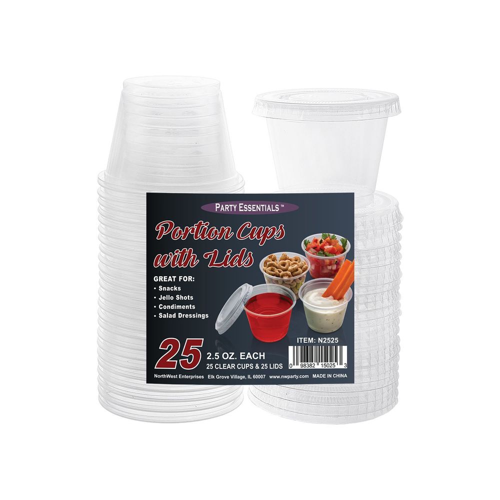 Northwest Enterprises Party Essentials Clear Portion Cup With Lid, 2.5 Ounce -- 450 Per Case