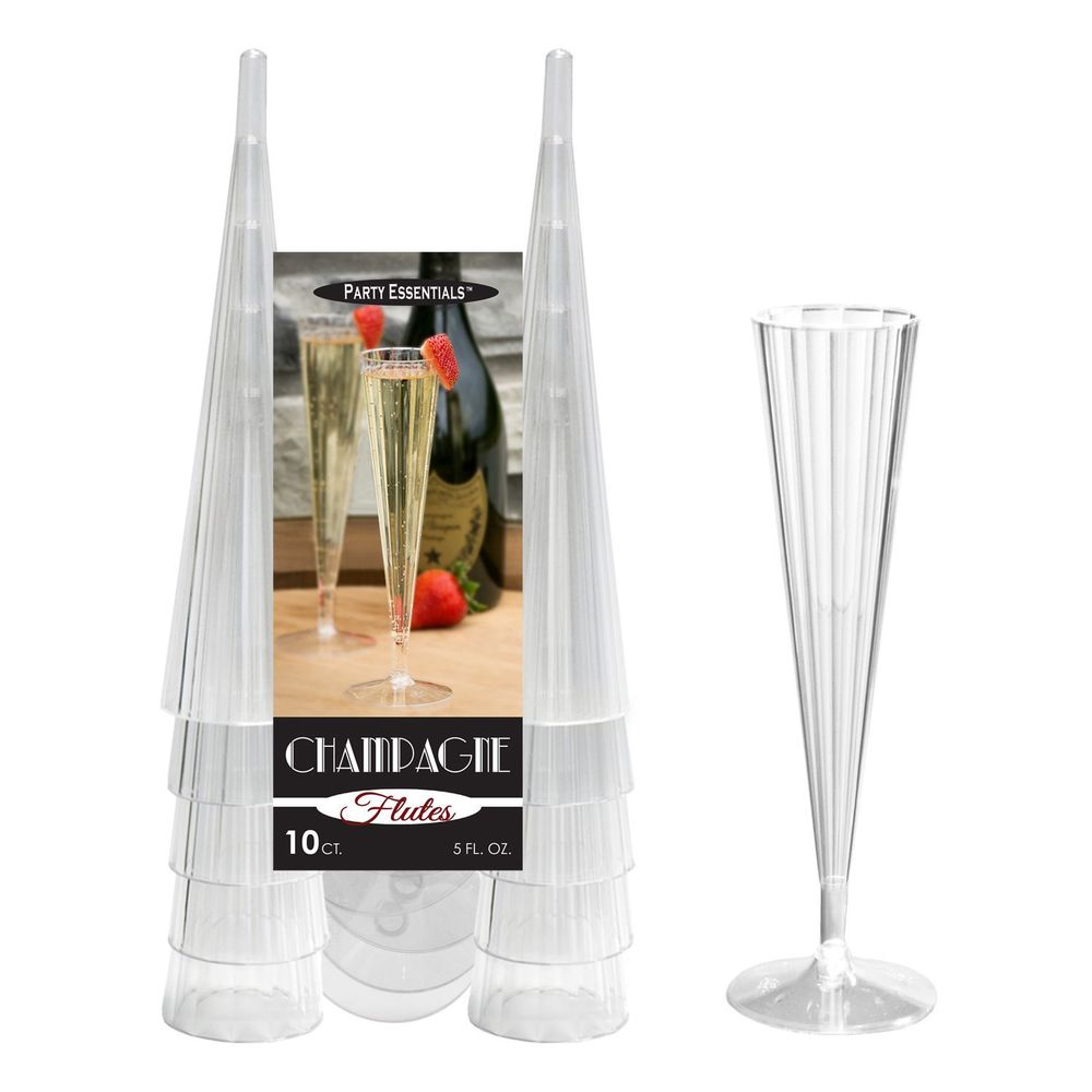 Northwest Enterprises Party Essentials Clear 2 Piece Champagne Flute Glass, 5 Ounce Capacity -- 120 Per Case