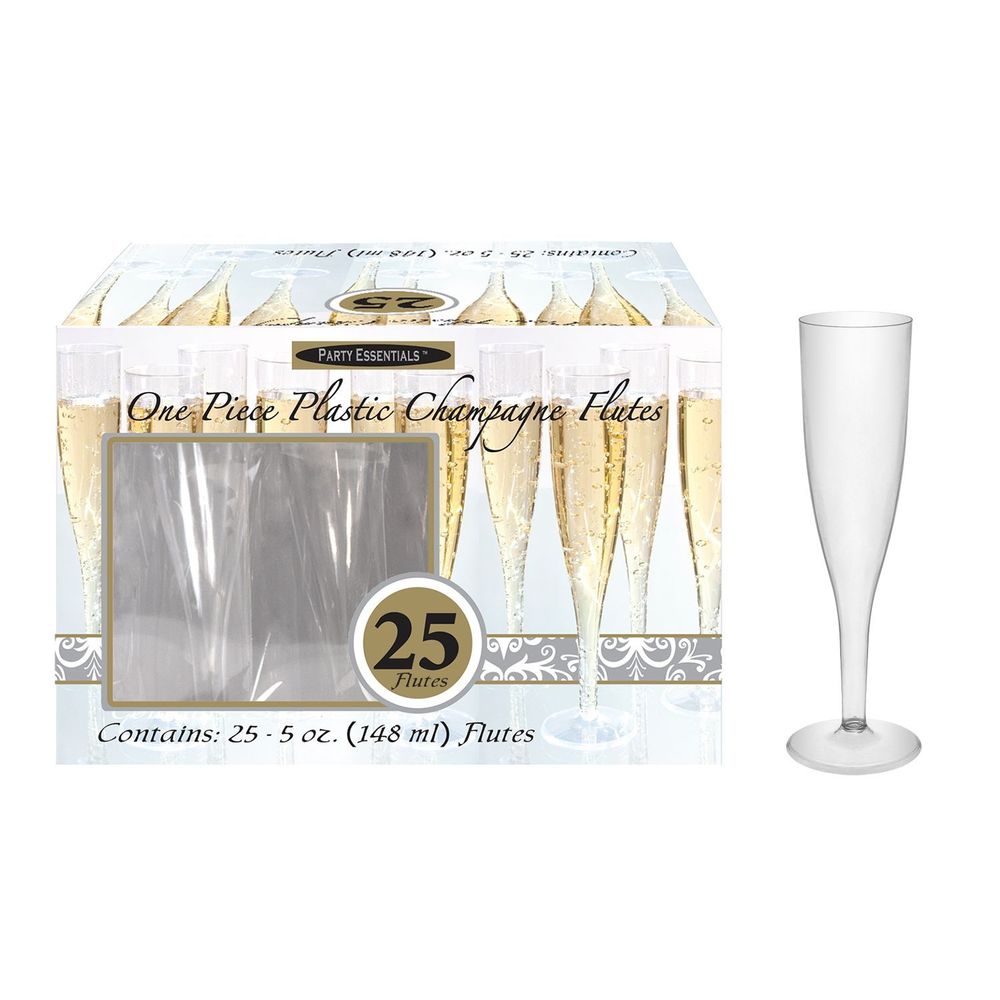 Northwest Enterprises Party Essentials Clear 1 Piece Champagne Flute Glass -- 100 Per Case
