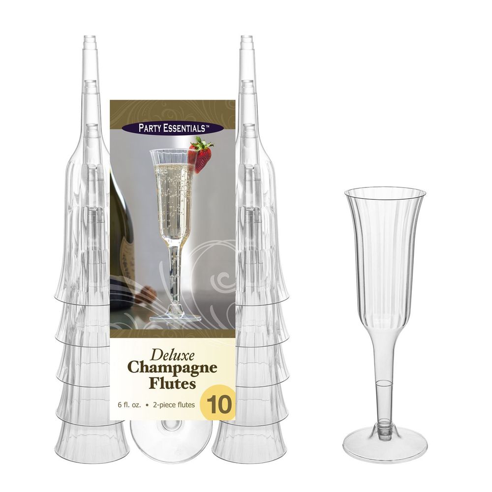 Northwest Enterprises Party Essentials Clear Deluxe Champagne Flute Glass, 6 Ounce Capacity -- 120 Per Case