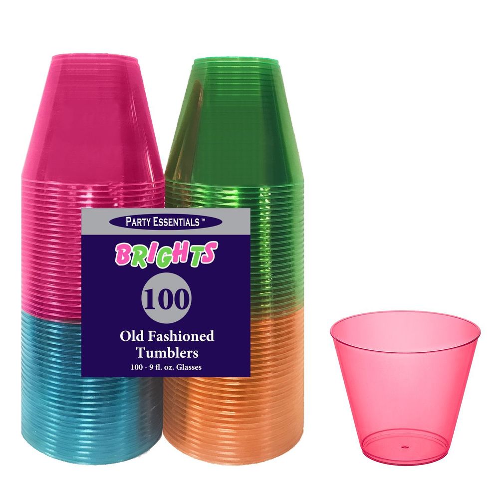 Northwest Enterprises Party Essentials Assorted Neon Tumbler, 9 Ounce Capacity -- 600 Per Case