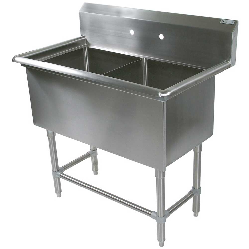 John Boos 16 Gauge Stainless Steel Two Bowl Sink without Drainboard, 65 1/8 x 29 1/2 inch.