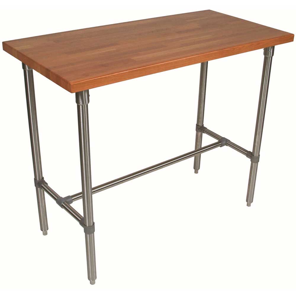 John Boos Cucina Classico Center Bracing Varnique Finish Blended Cherry Top Table, 48 x 30 x 36