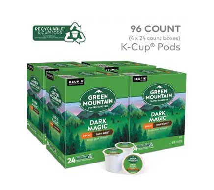 Green Mountain Coffee Roasters Dark Magic Decaffeinated K Cup Coffee Pod, 24 Count -- 4 Per Case