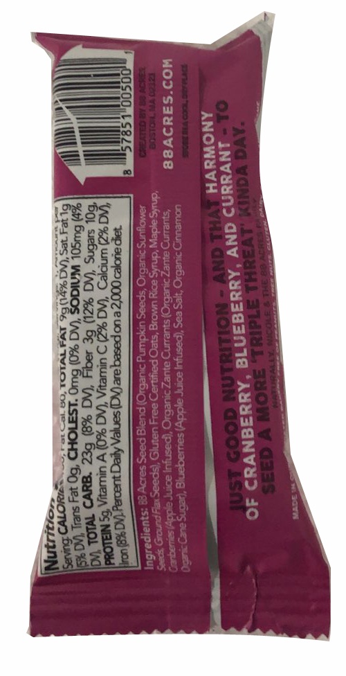 88 Acres Triple Berry Blend Seed Bar, 9 Bars Count -- 6 Per Case
