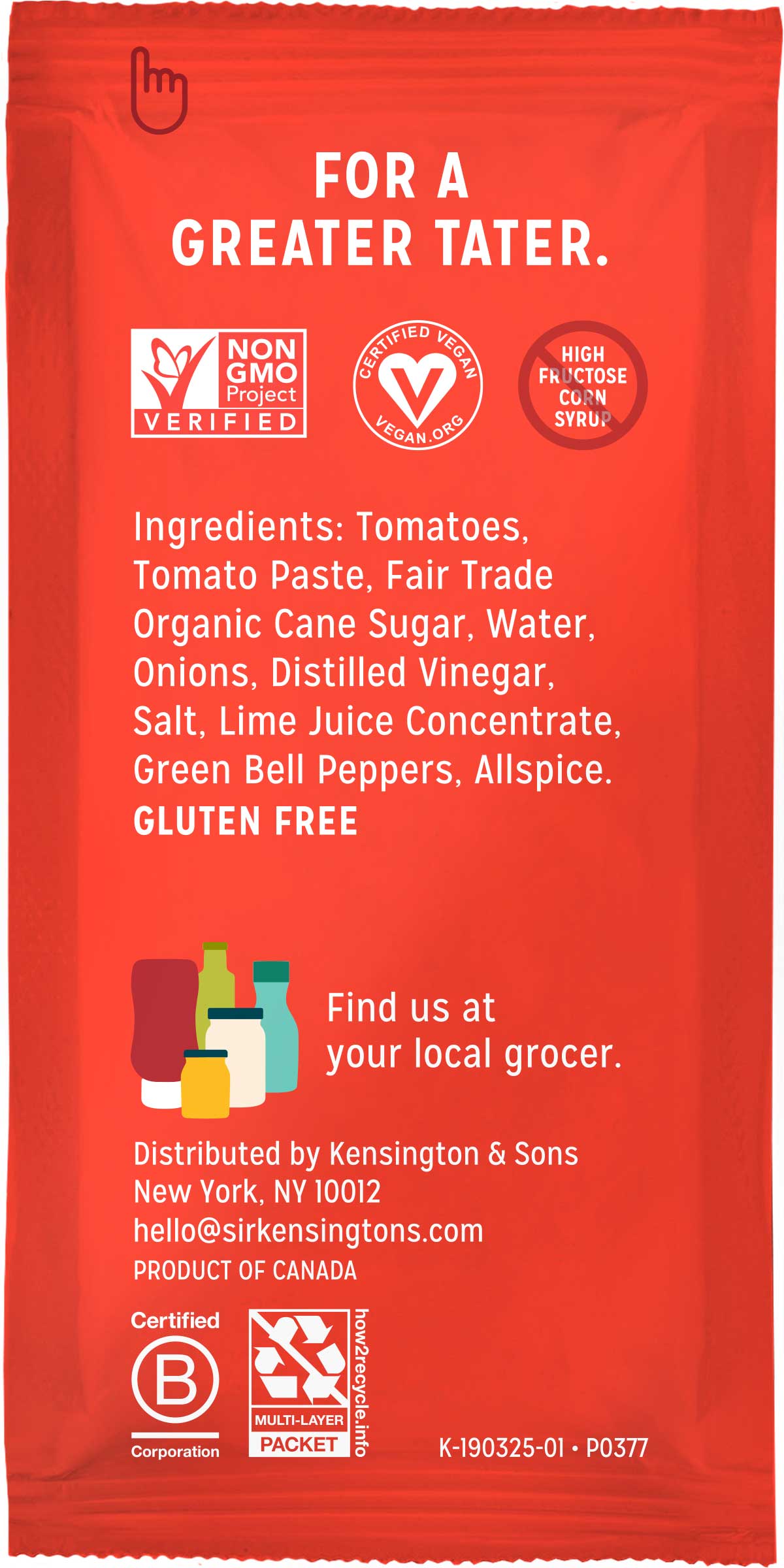 Sir Kensington's 18 Gram Classic Ketchup Packet, 50 Count -- 1 Each