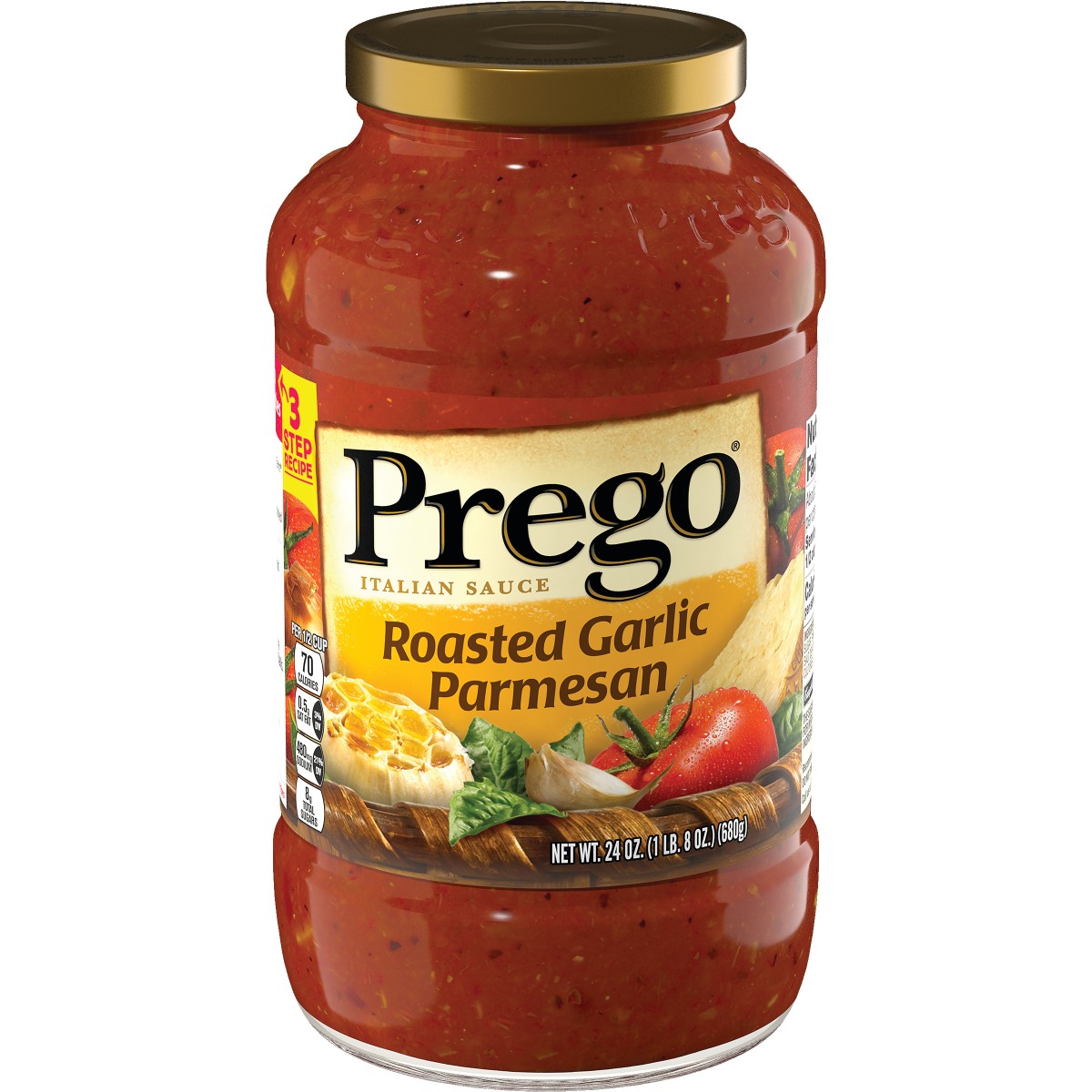 Prego Roasted Garlic Parmesan Classic Italian Spaghetti Sauce, 24 Ounce - 3 per pack -- 4 packs per case.