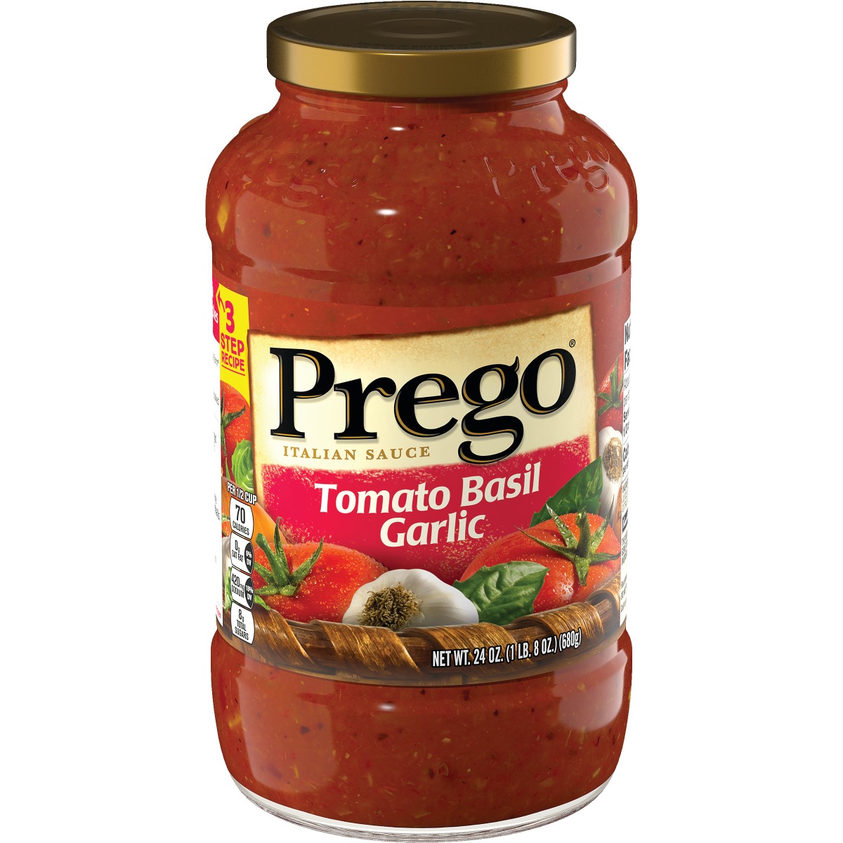 Prego Tomato Basil and Garlic Classic Italian Spaghetti Sauce, 24 Ounce - 3 per pack -- 4 packs per case.