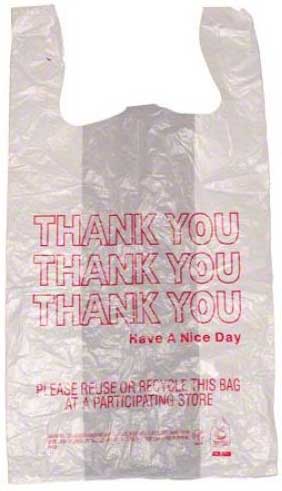 Thank You 12 Mic White Thank You Print T Sack Bag, 11 X 7 X 21 Inch -- 1000 Per Case