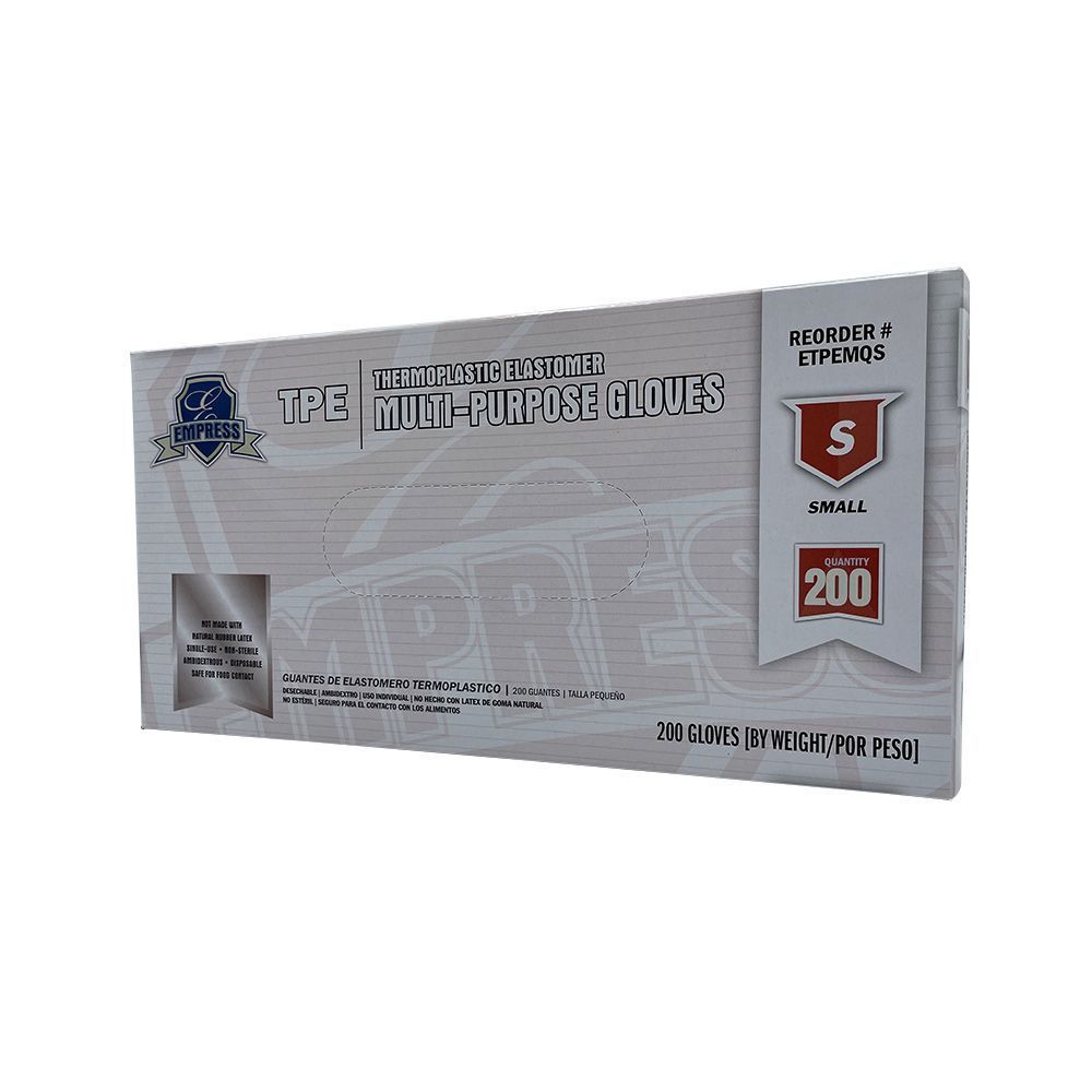 Empress Clear Small Thermoplastic Elastomer Gloves -- 2000 Per Case