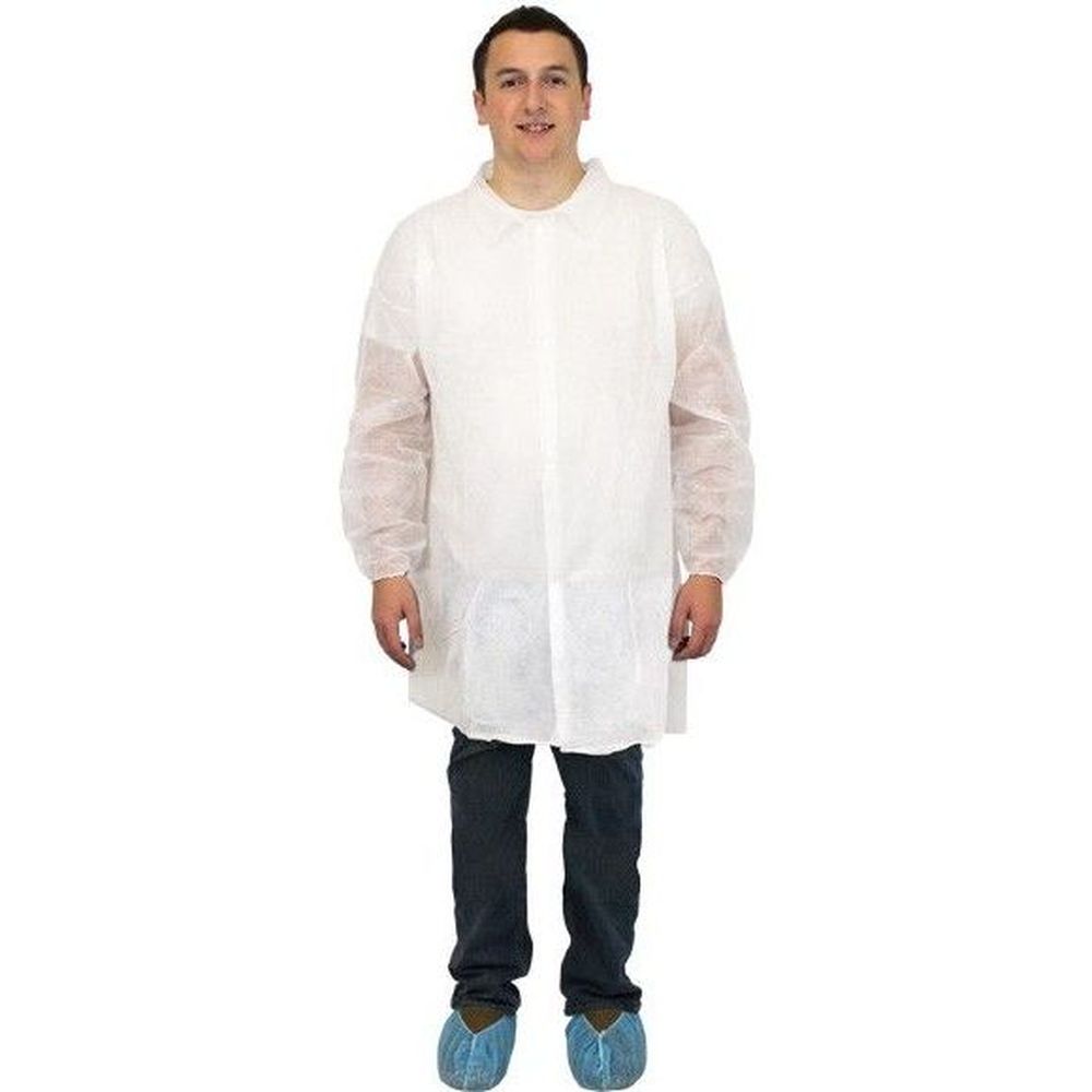 The Safety Zone Snap Front No Pockets Long Sleeve White 2xl Labcoat -- 30 Per Case