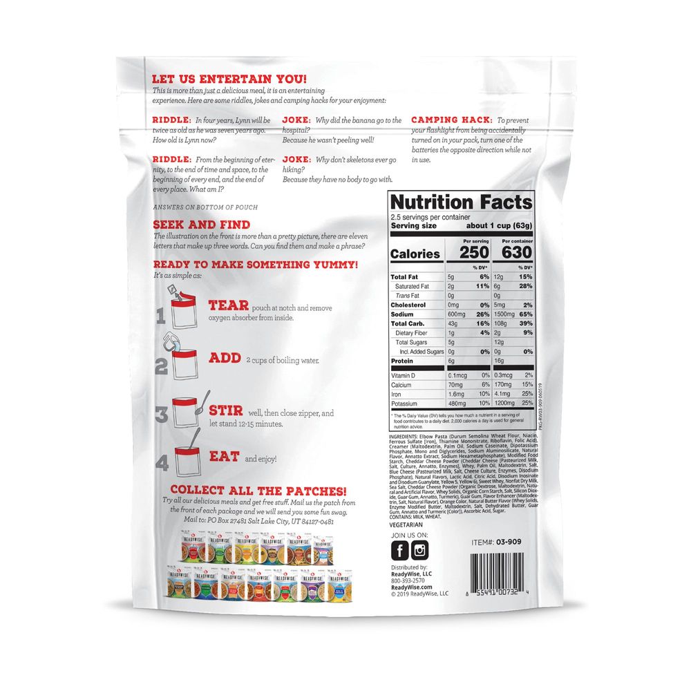 Readywise Golden Fields Mac And Cheese, 16 Ounce -- 50 Per Case