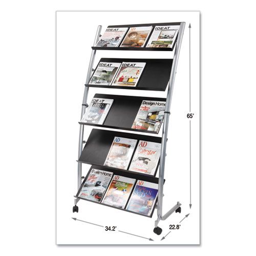Alba Silver Gray/black Mobile Literature Display, 32.38x X 20.13 X 65.38 Inch