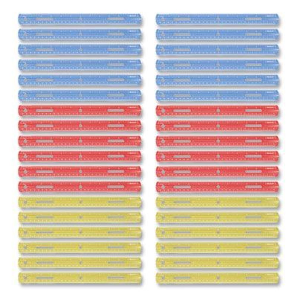 Westcott Assorted Translucent Colors Standard/Metric Plastic Ruler, 12 ...
