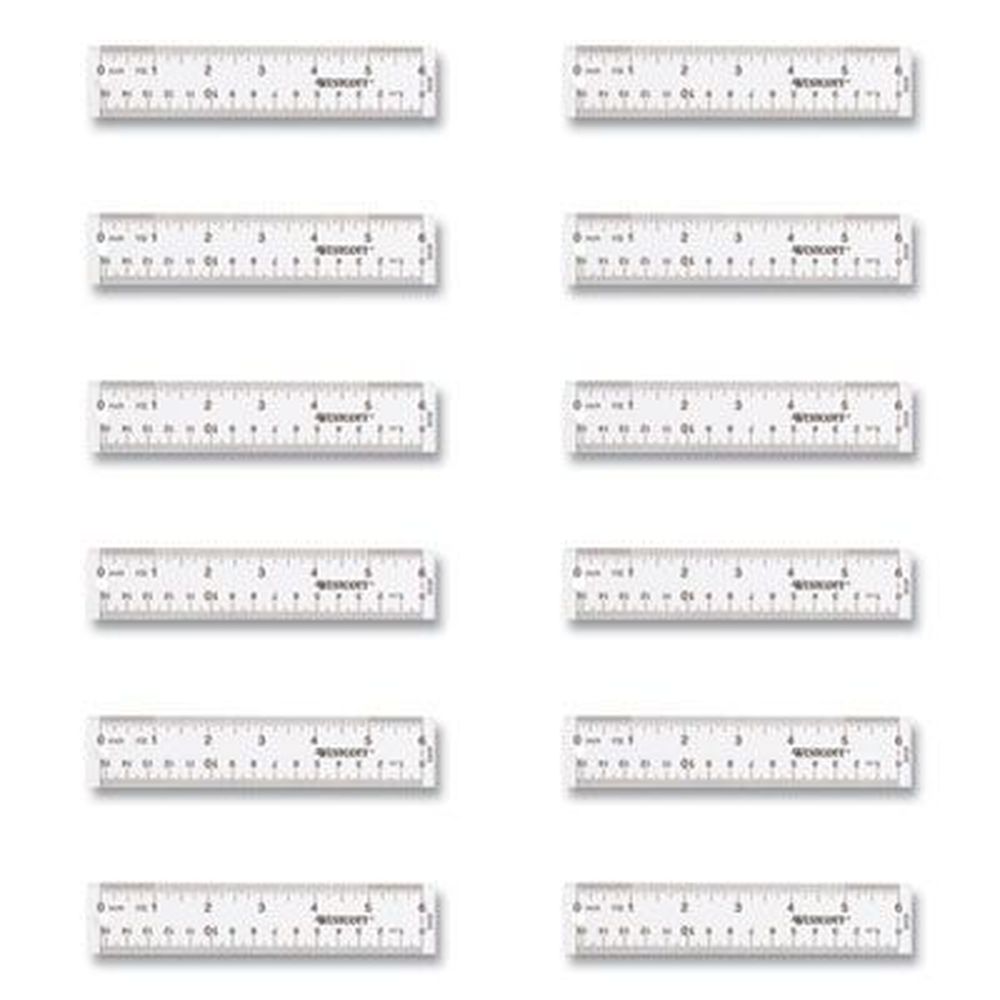 Westcott Clear Standard/metric Flexible Acrylic Ruler, 6 Inch Long -- 12 Per Box