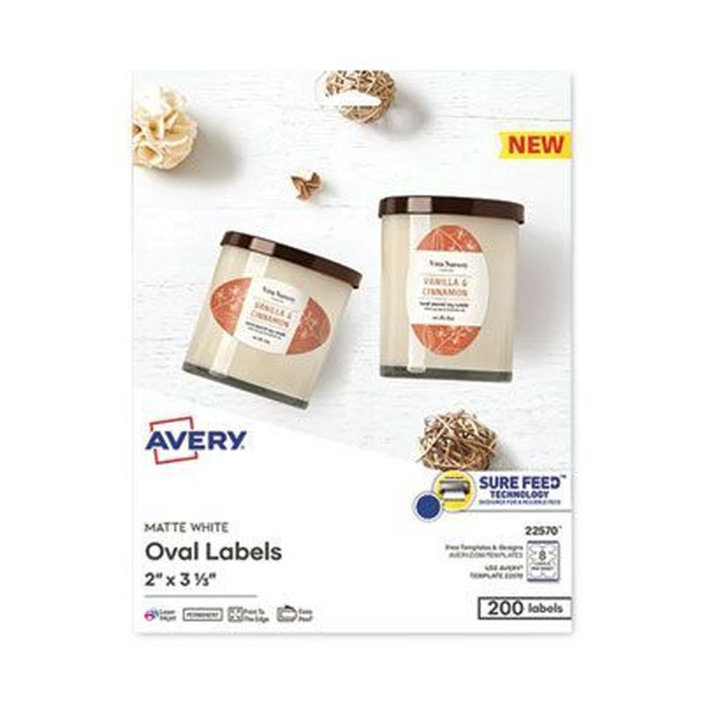 Avery Matte White Laser/inkjet Media Printer Label, 2 X 3.3 Inch - 8 Per Sheet -- 25 Sheets Per Pack