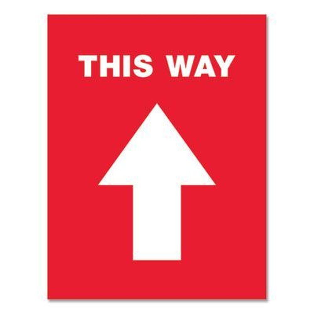 Avery This Way Red Face White Graphics Social Distancing Floor Decals, 8.5 X 11 Inch -- 5 Per Pack